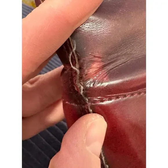 DR. MARTENS The Original Red Lace-Up Boots Moto Combat Unisex Size 8 - Picture 7 of 8